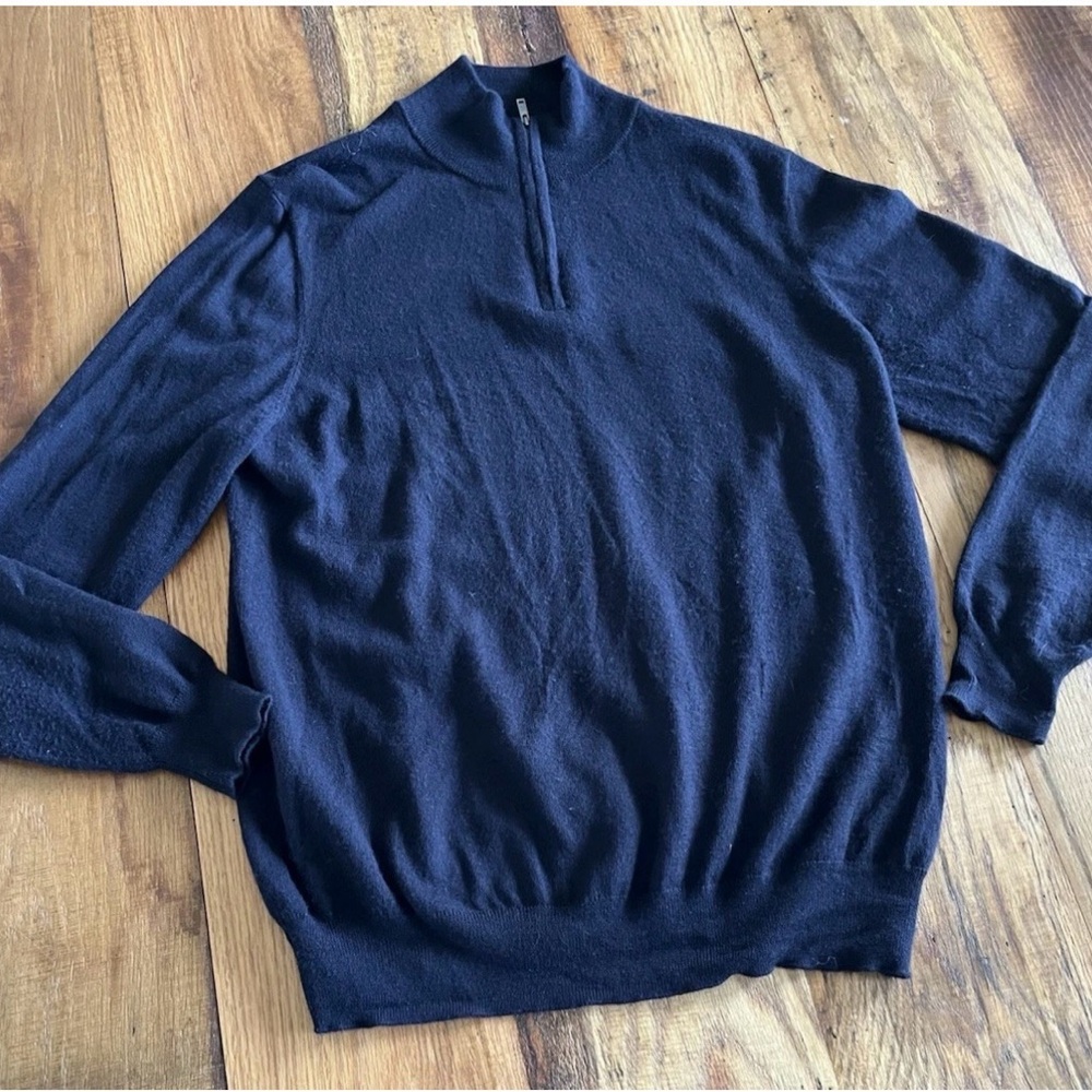 Christian Lacroix 100% Extra Fine Merino Wool Sweater men's Large L navy blue